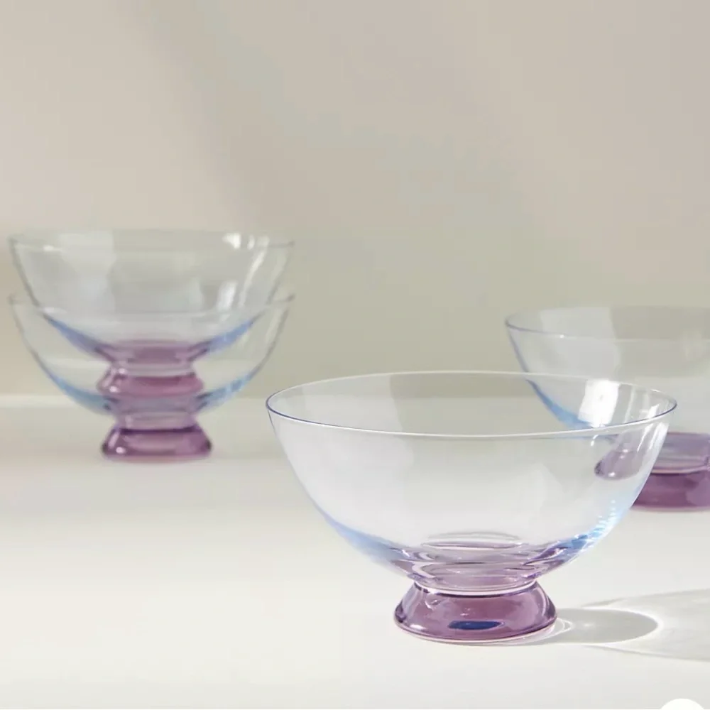ANTHROPOLOGIE Ramona Purple Glass Dessert Bowl NWT